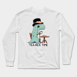 Cute funny tea lover dinosaur pun. Long Sleeve T-Shirt